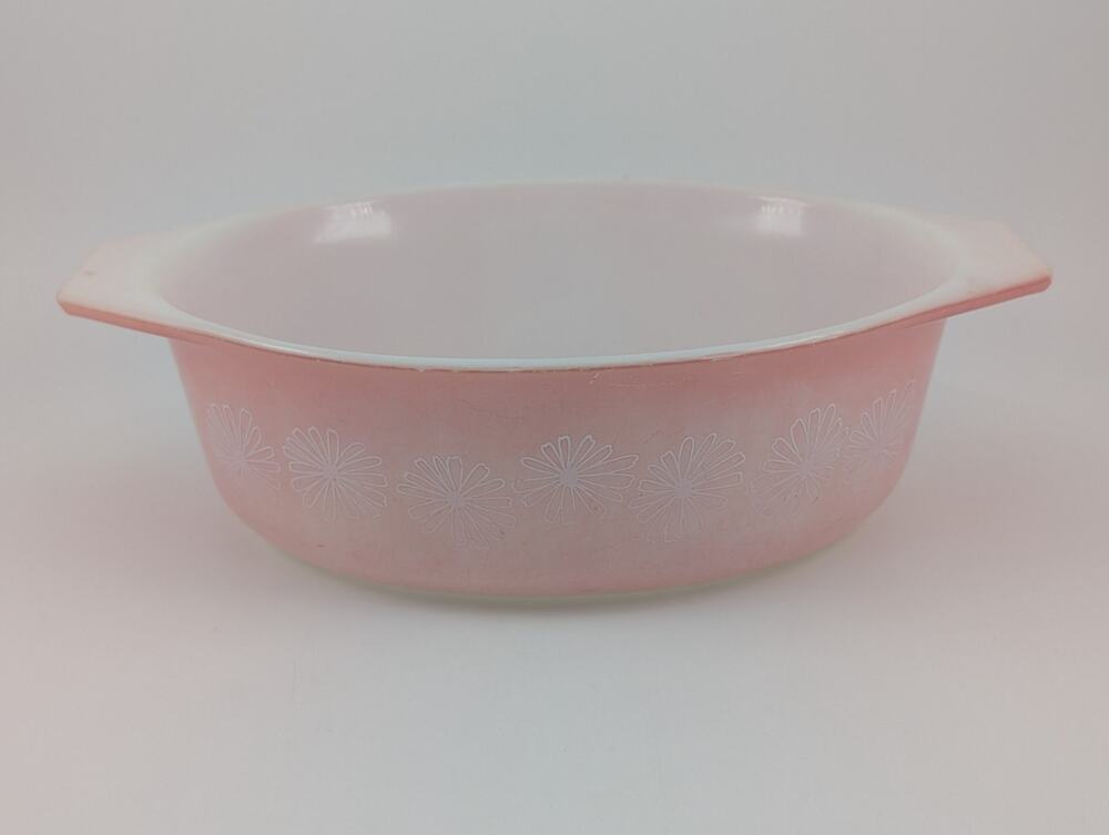 Pyrex 043 Pink Daisy 1.5 Quart Oval Casserole Dish - NO LID FADED *READ*